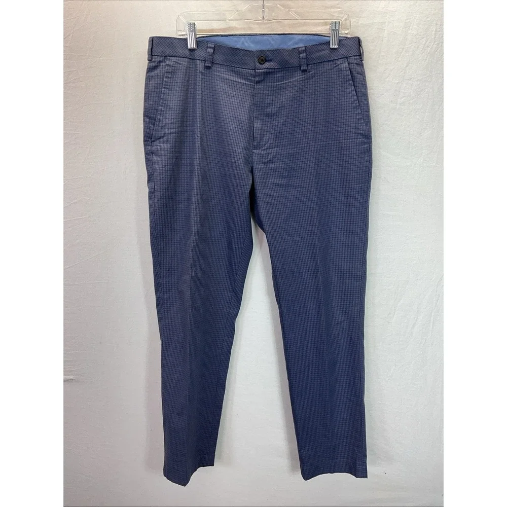 Brooks Brothers Pants Mens 34x30 Milano Fit Dress Pants Blue Check Lightweight